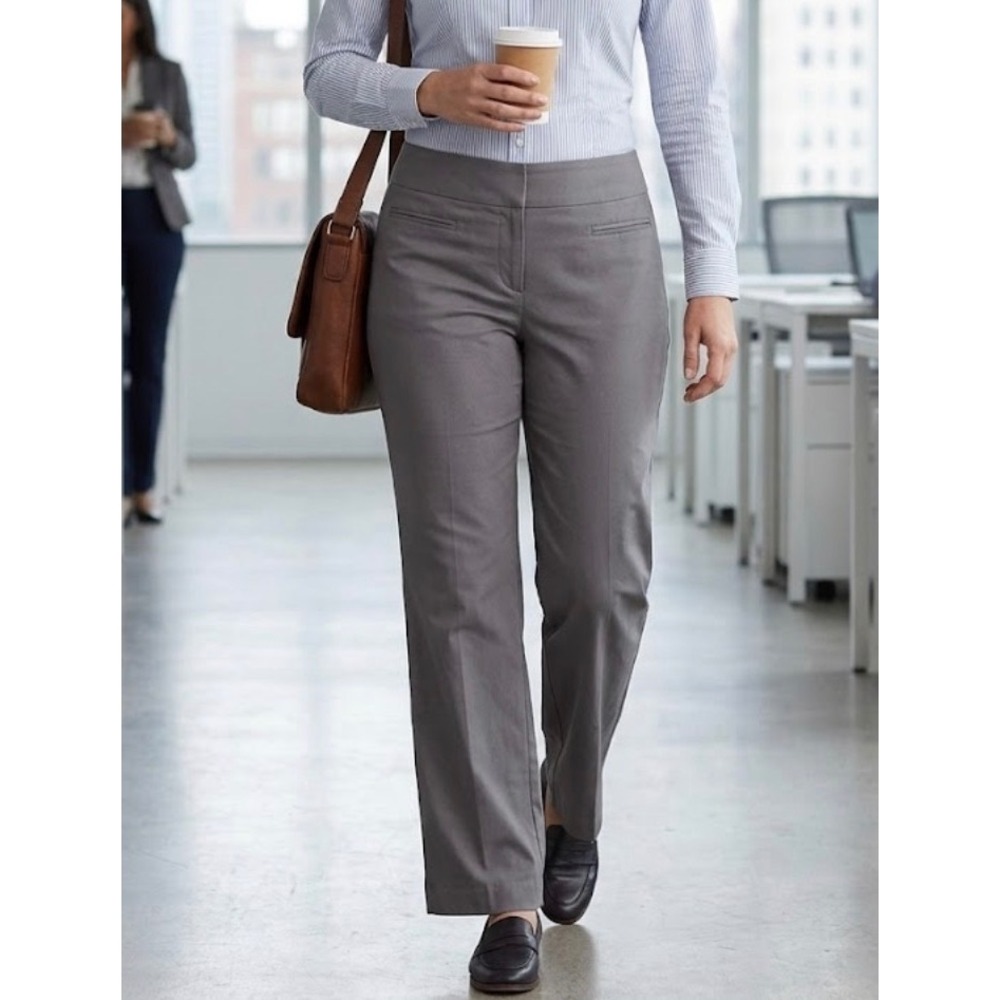Lane Bryant Gray Wide Leg Dress Pants Plus Size 28 Stretch Trouser Professional